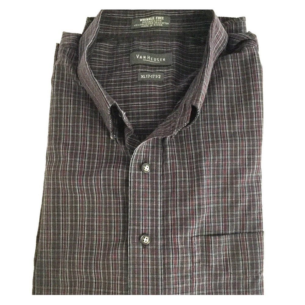 💙 3/$30 Van Heusen XL Gray/Burgandy Long Sleeve